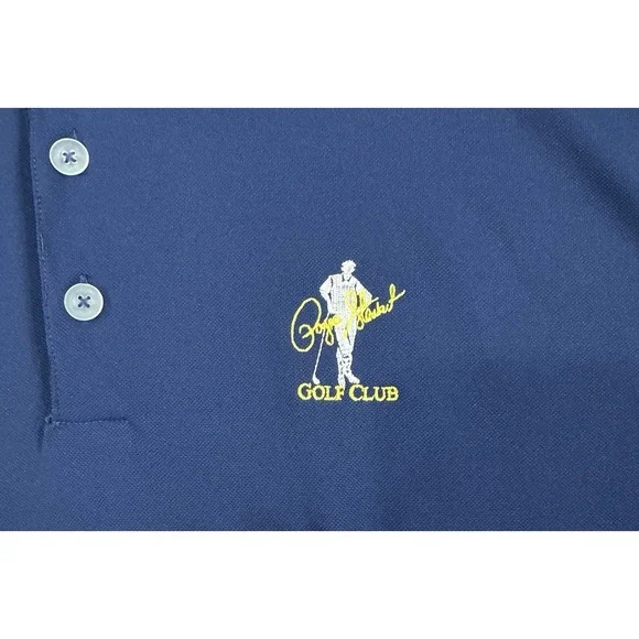 Nike Golf Polo Mens XXL Local Golf Club Embroidered Patch Geometric Dri Fit Blue - Picture 6 of 14